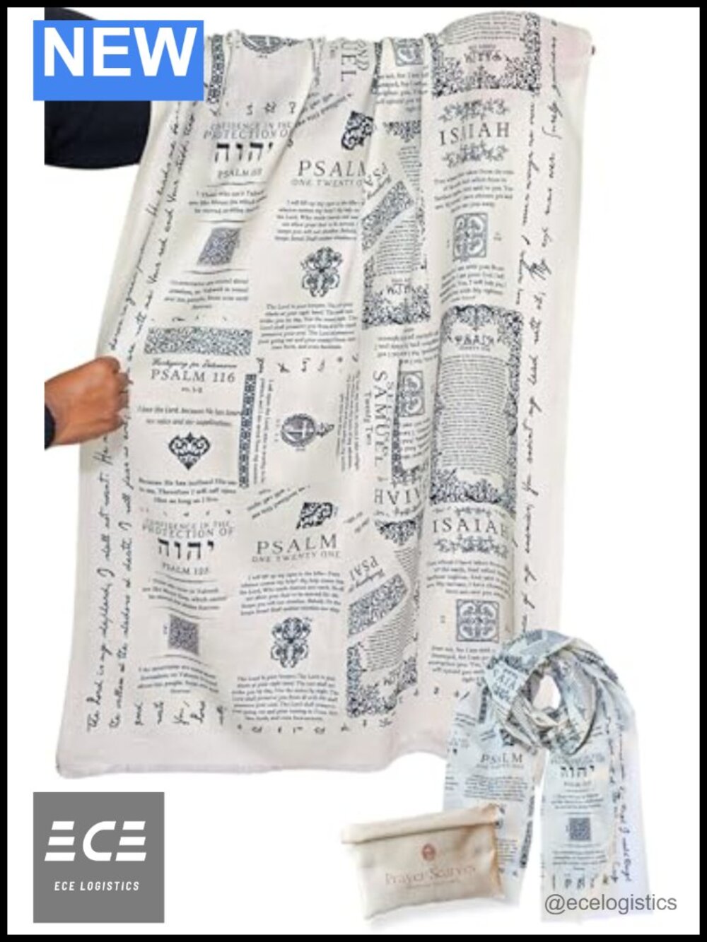 100% Cotton Bible Verse Prayer Shawl Wrap 35x70 Scripture Scarf